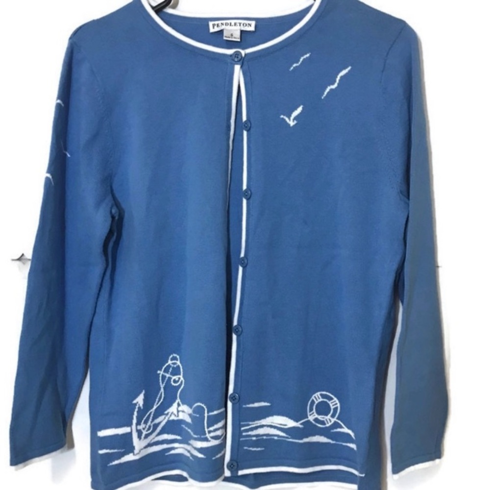 Pendleton Nautical Sailor Beach Theme Cardigan - image 1